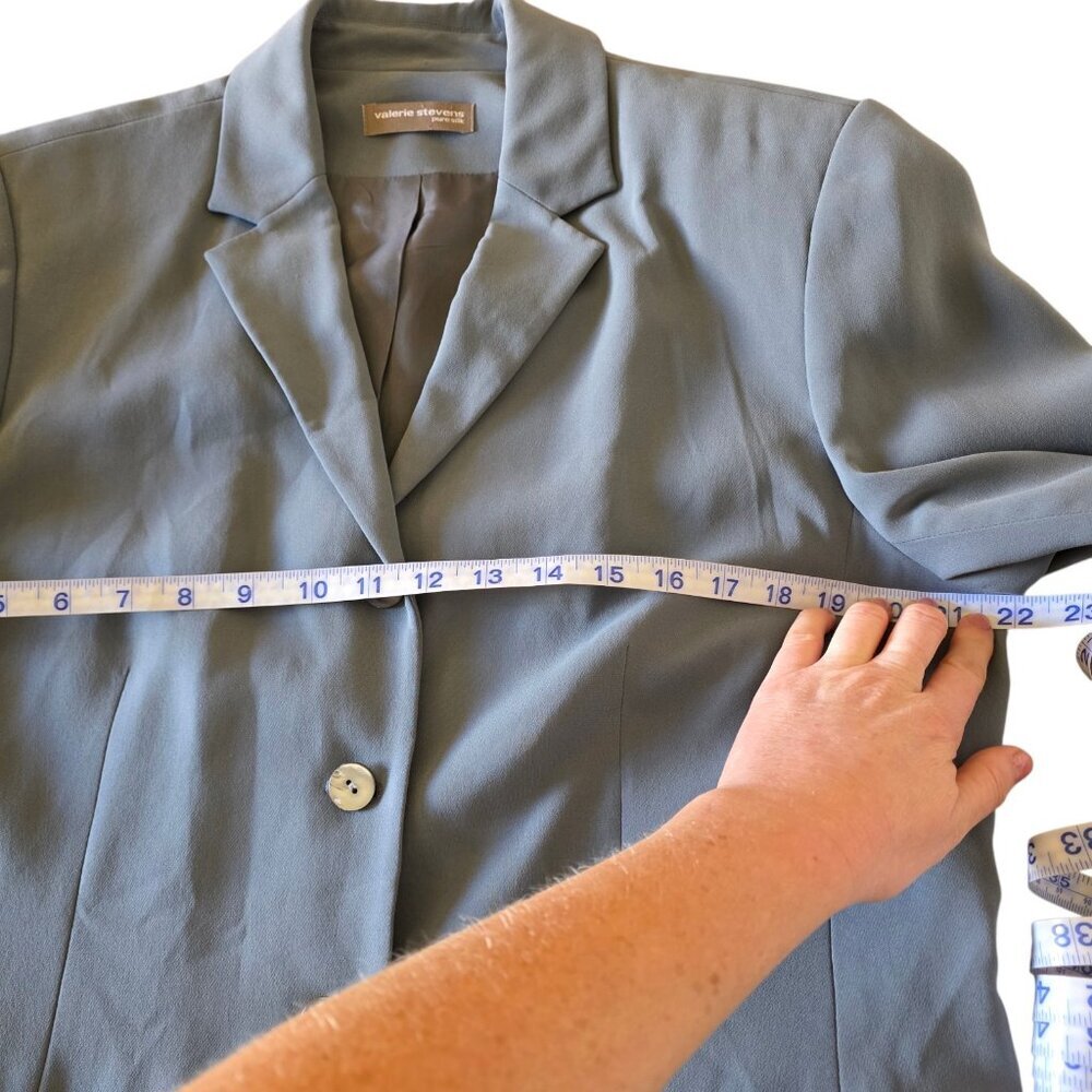Valerie Stevens 100% Silk Blazer Gray Tailored Suit Jacket Women’s Size 14 - Picture 12 of 16